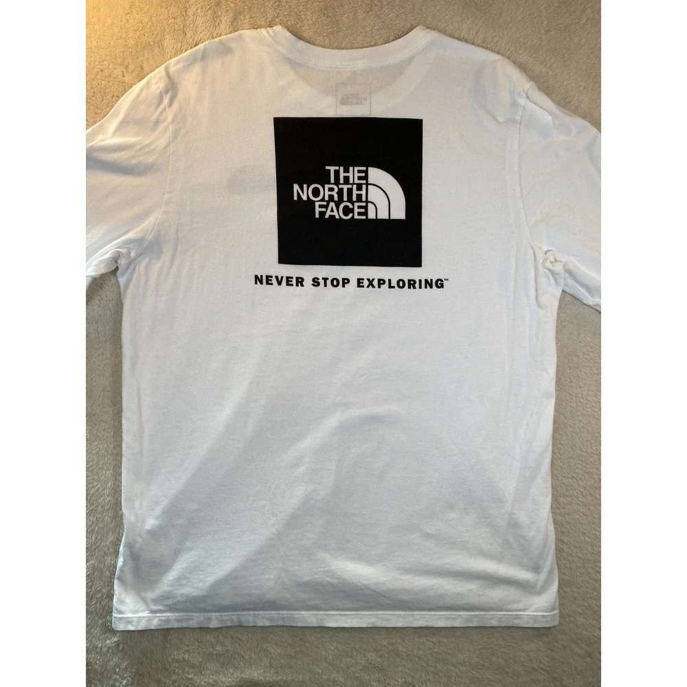 The North Face Shirt Men's XL White Crew Neck Long Sleeve Graphic Tee Cotton
